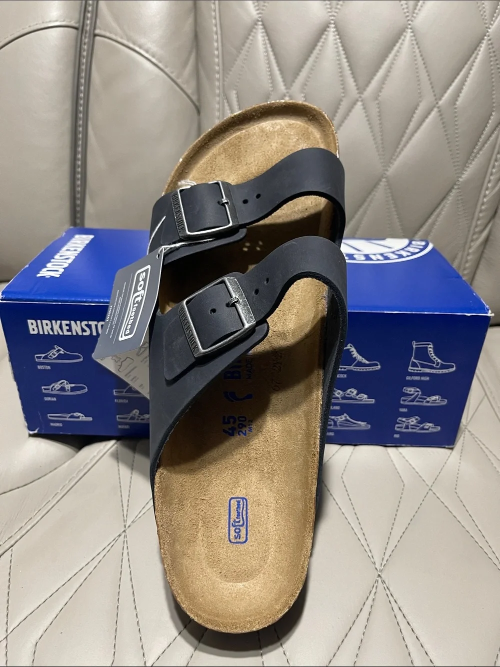 Birkenstock Arizona Soft Footbed  Two-Strap Sandal in Black and Cork